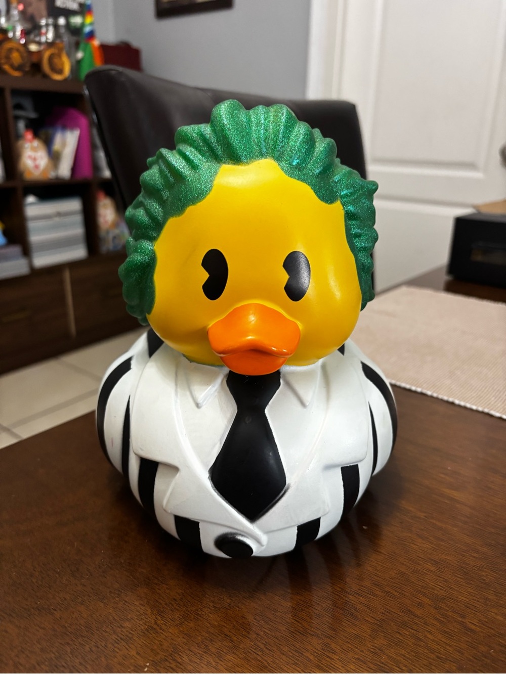 Beetlejuice-Inspired Jumbo Rubber Duck with Green Hair